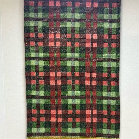 Festive Plaid Woven NOEL Table Runner Red Green Metallic Gold 70' x 12.25" - Picture 3 of 5